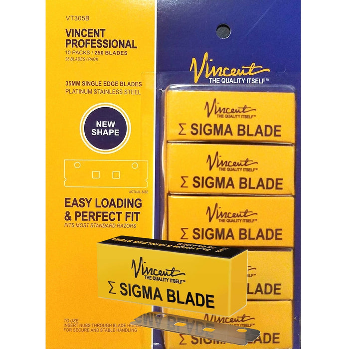 Vincent Signa 35mm Single Edge 250 Blades #VT305B [25 Blades x 10 Pack]