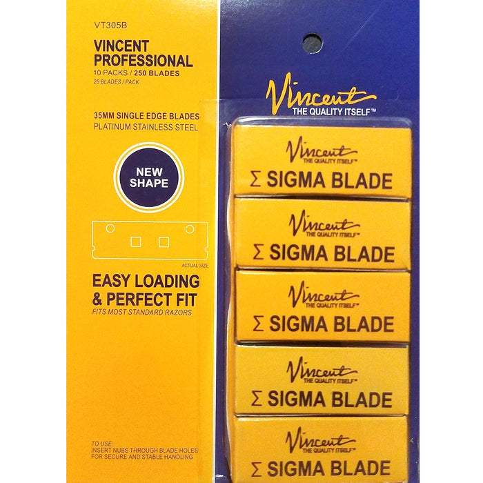 Vincent Signa 35mm Single Edge 250 Blades #VT305B [25 Blades x 10 Pack]