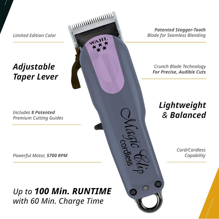 Wahl Limited Edition 5 Star Lavender Cord/Cordless Magic Clip Clipper #3027520