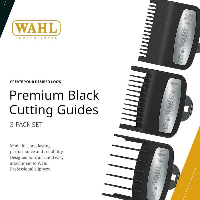 Wahl Premium Cutting Guides 3 Pcs Set [#1/2, #1, #1-1/2] #3354-5001