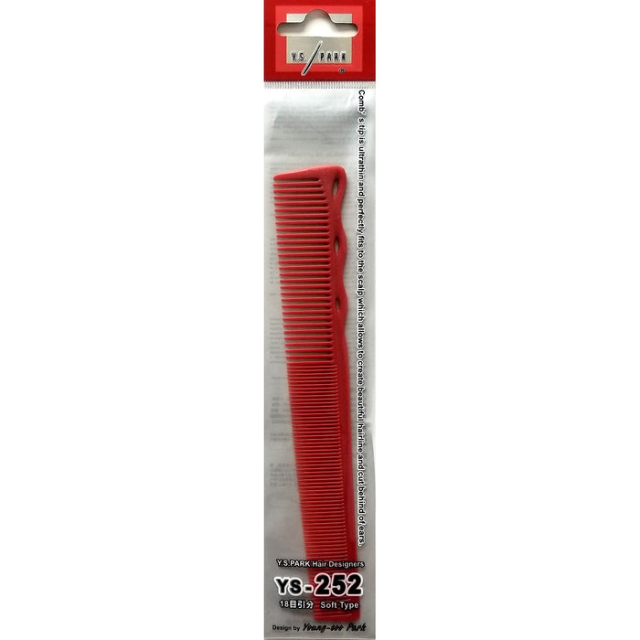 YS Park 6.6" Short Hair Design Comb Flex Shape Memory Carbon - Red #YS-252