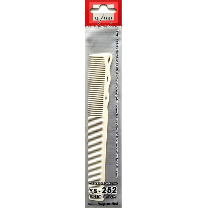 YS Park 6.6" Short Hair Design Comb Flex Shape Memory Carbon - White #YS-252