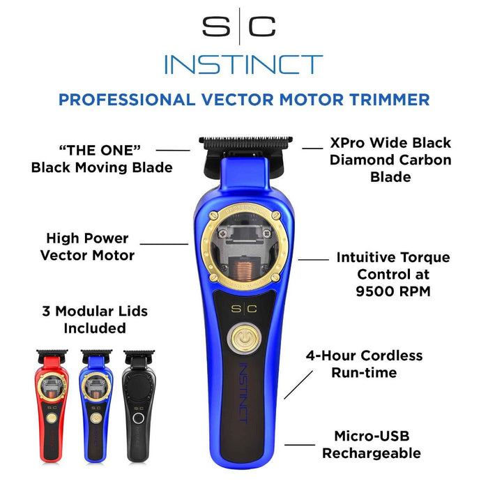 Stylecraft Instinct Professional Vector Motor Cordless Hair Trimmer with Intuitive Torque Control #SC407M